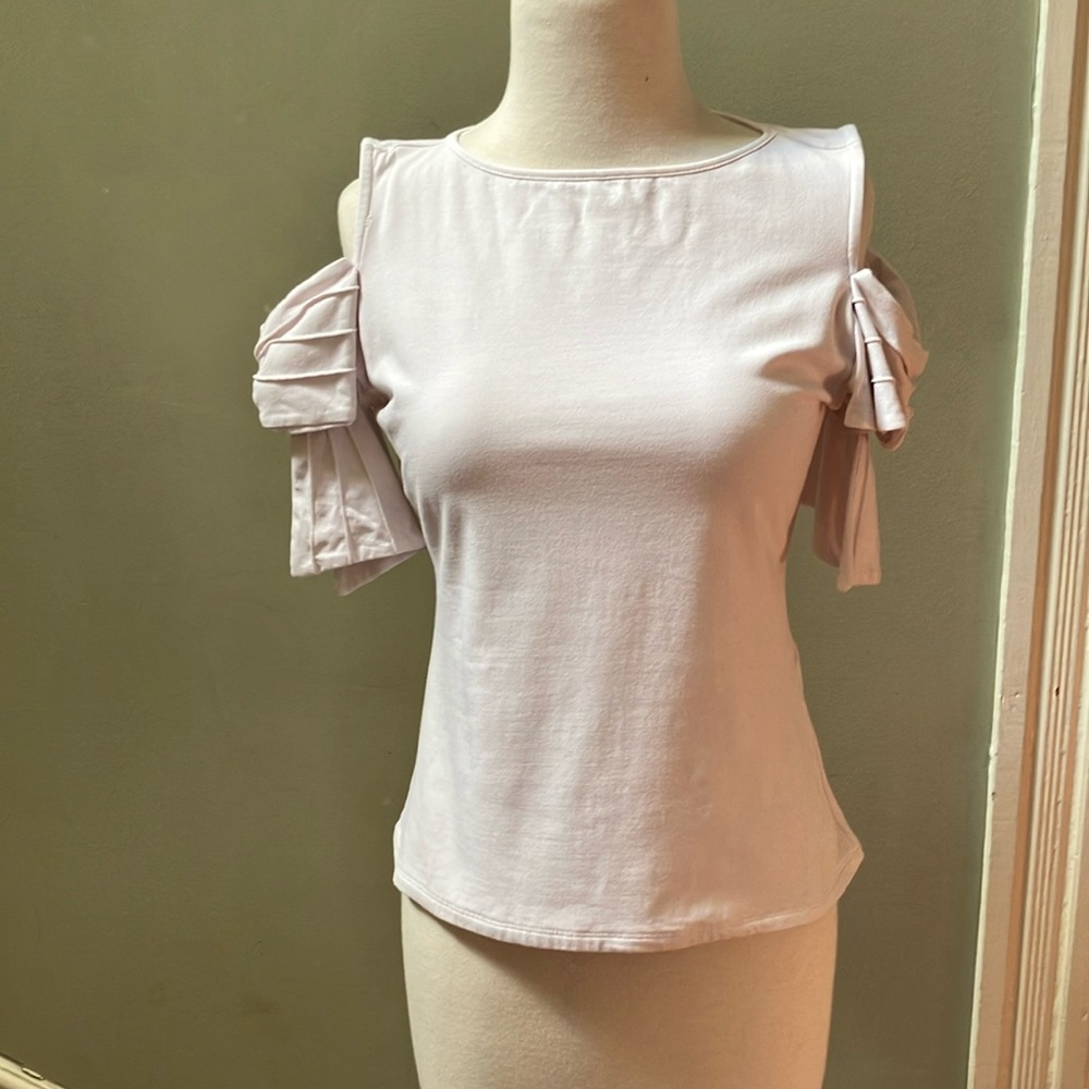 Anne Fontaine White Ruched Cut Out Blouse